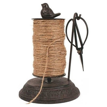 Cast Iron String Holder With Jute & Scissors