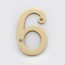 Solid Brass 4 Inch (100MM) Door Number 6 #2276 | Cool House Numbers - House Numbers