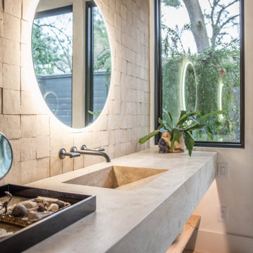 Desert modern master bedroom and bathroom