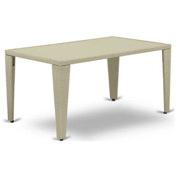Gudhjem Patio Table With Glass Top, Natural Linen Wicker