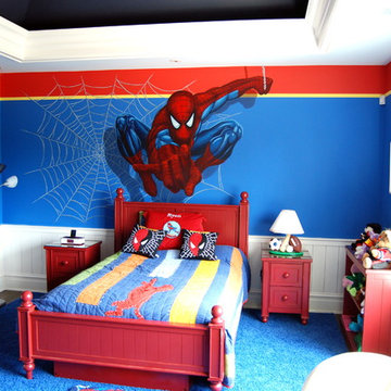 Avengers Murals hand painted throughout a kids bedroom.