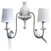 Moliere French Country 2 Light Rusted Arm Doves Sconce