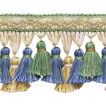 5 Yard Value Pack of Green, Gold, Blue 3 3/4" Imperial IITassel Fringe Style# T