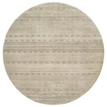 Rowen Distressed Ivory/ Brown Area Rug, 7'10" Round