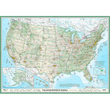 The Essential Geography of the United States of America Wall Mural, Self-Adhes