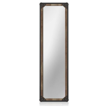 Furniture of America Otto Metal Framed Standing Mirror in Sand Black Finish