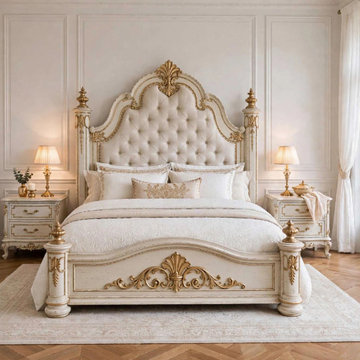 Handcrafted Solid Teak Wood Bed | Traditional Elegant Master Bedroom