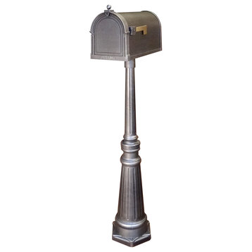 Berkshire Curbside Mailbox with Tacoma Mailbox Post Unit, Swedish Silver