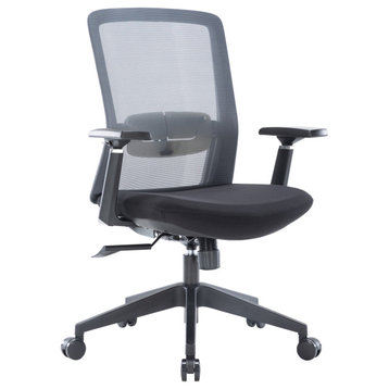 LeisureMod Ingram Modern Mesh Office Task Chair With Adjustable Armrests, Gray