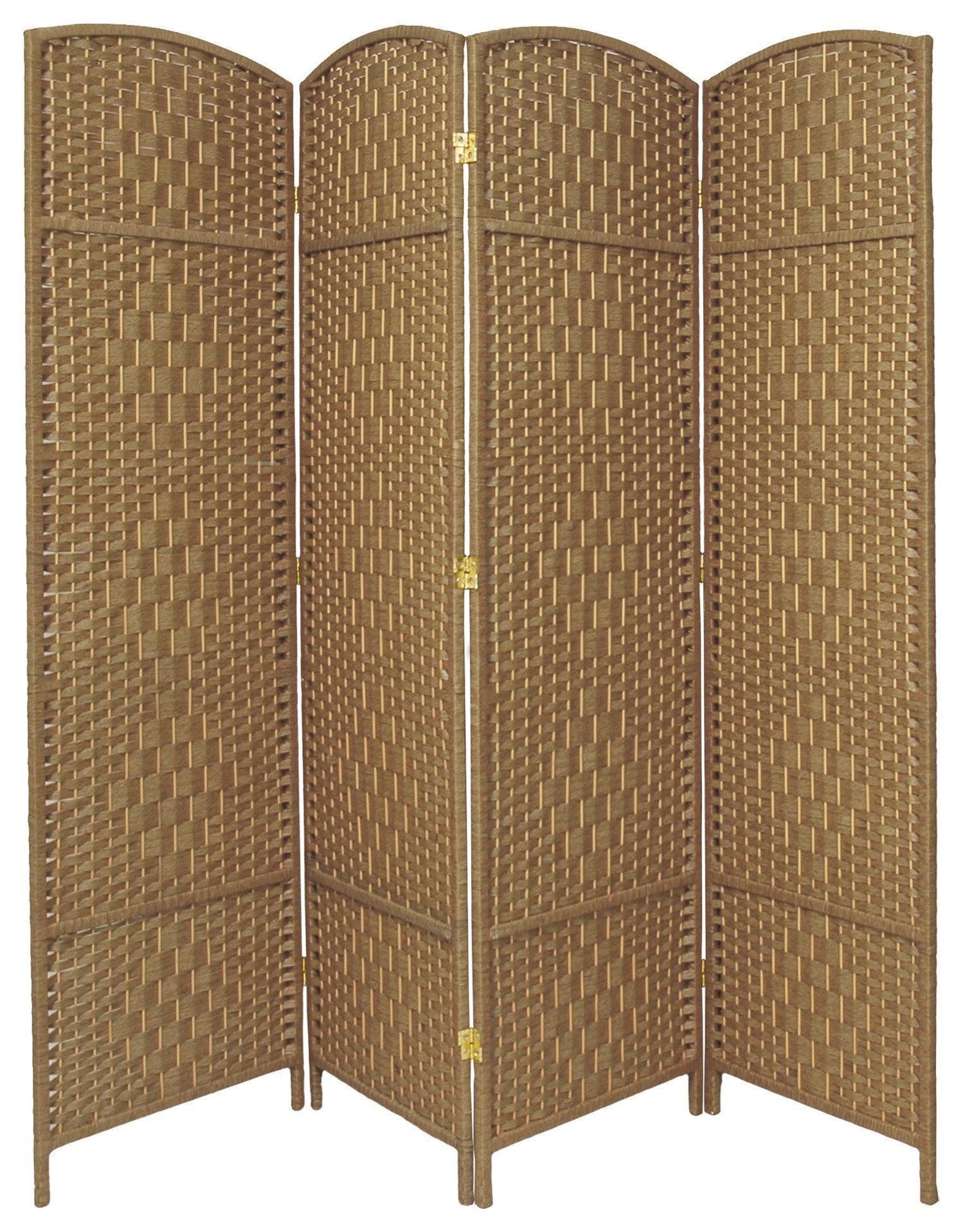 Picture of Tall Room Divider, 4 Plant Fiber Woven Panels With Diamond Pattern ...