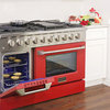 Kucht Professional 48" Stainless Steel Propane Gas Range in Silver/Red