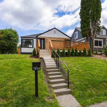 Street View of Remodeled Bungalow with Cedar Entry and Deck – Seattle Whole-Home