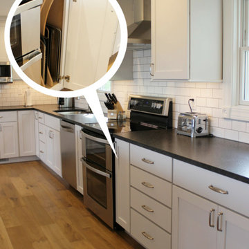 Geneseo, IL- White Painted Kitchen with Matte Black Granite and Subway Tile