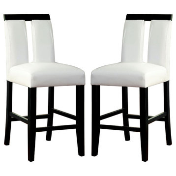 Leatherette Upholstered Counter Height Dining Chair, Black and White