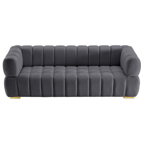 Gwen Velvet Upholstered Chair, Gray, Sofa
