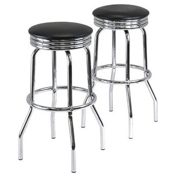 Winsome Wood Summit Set Of 2 Swivel Stools With Faux Leather
