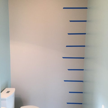 Gray and White Striped Half Bath