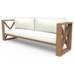 Cavan Furniture - Brixton X Lounge Sofa, Wire Brushed Natural Teak, Canvas Natural - Timeless lines are accented with a modern "X" design element to the chair side profile. Brixton X Lounge Sofa gives a edgy look to a simplistic and elegant design.