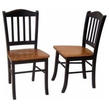 Bowery Hill 18" Rubberwood Dining Chair in Black/Oak (Set of 2)