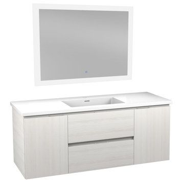 Conques 48" Wall Mount Bathroom Vanity Set, Rich White