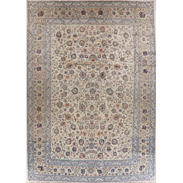 Consigned, Antique Oriental Medallion Large Hand-Knotted Area Rug, Beige, 11x16