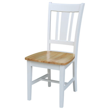 Set of Two San Remo Slat Back Chairs, White/Natural