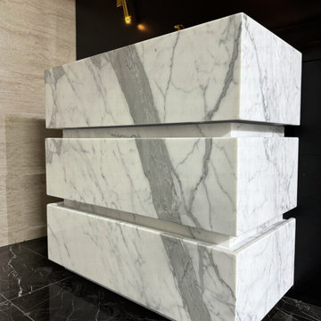 Statuary White Marble Sink Vanity Unit for Clementine