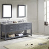 Caroline Estate 72DB Vanity Gray, Marble Top, Round Sinks, Nickel Faucet, Mirror
