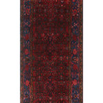 Noori Rug - Fine Vintage Distressed Afrania Red Runner - This hand-knotted rug's intricate traditional design really comes to life in this mix of vivid, high-contrast hues. Intentional distressing adds vintage-inspired appeal. Because of each rug's handmade nature, no two are exactly alike, and quantities are limited.