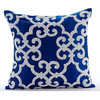 Arabic Pattern Blue Accent Pillows, Art Silk 16x16 Pillow Covers, Royal Arabic