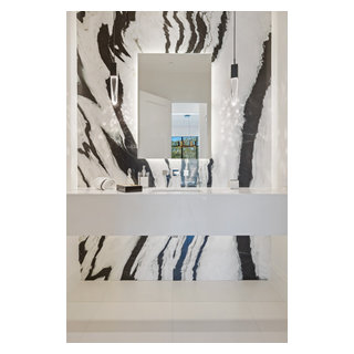 Powder Room with Floating Vanity - Contemporary - Powder Room - Houston ...
