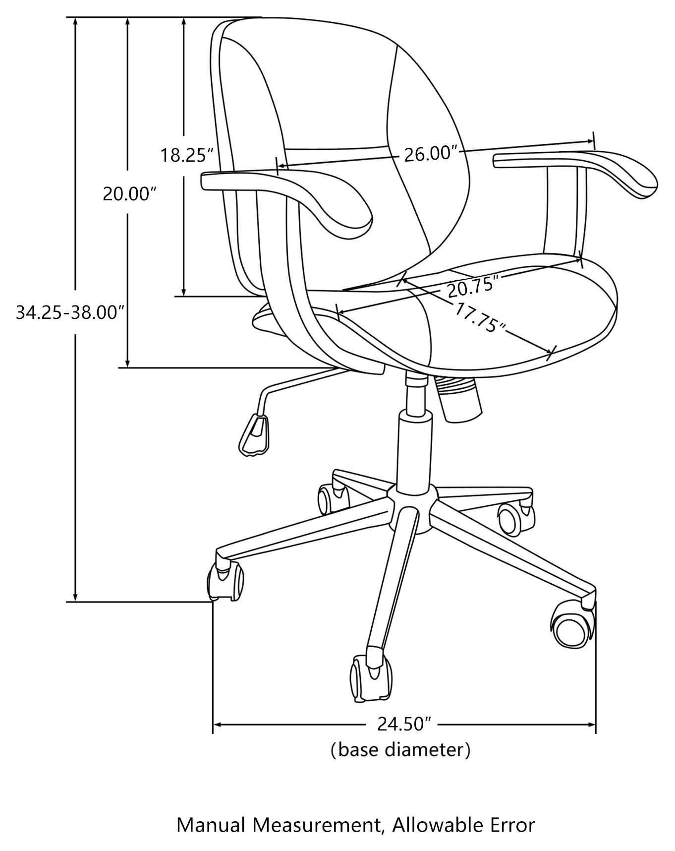 38"H Russet PU Leather Adjustable Swivel Desk Chair/Task Chair