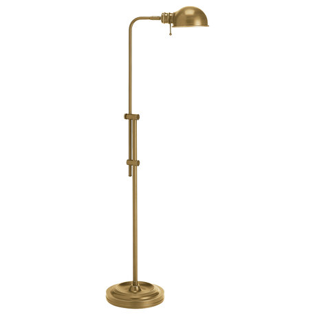 1 Light Incandescent Adjustable Pharmacy Floor Lamp, Aged Brass