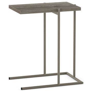 Amisco Drew 14" x 21" C-Table, Greyish-Brown Tfl / Grey Metal