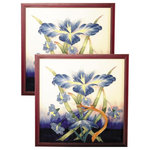 Dale Tiffany - Dale Tiffany Springdale 9.5" Iris 2-PiecePorcelain Decorative Wall Art - Our Iris 2-PC Hand Painted Decorative Wall Art is an easy way to add just the right finishing touch to any room's d"cor. The set includes a generously sized pair of hand painted porcelain rectangles depicting a lovely grouping of vibrant blue irises against a background of deeper blue and light yellow. Light green and amber foliage add extra color and realism. Hand painting means that no 2 pieces are exactly alike and ensures that each is a one of a kind work of art. Each portrait is framed in a light wooden tones to complete the look. A pretty choice in a living room, bedroom, kitchen or office, our Iris 2-PC Hand Painted Decorative Wall Art also makes a lovely gift for a housewarming or any special occasion.