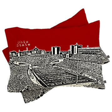 Deny Designs Bird Ave Ohio State Buckeyes Red Pillow Shams, Queen