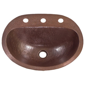 19" Large Durango Drop-In Copper Bathroom Sink by SoLuna, Cafe Natural