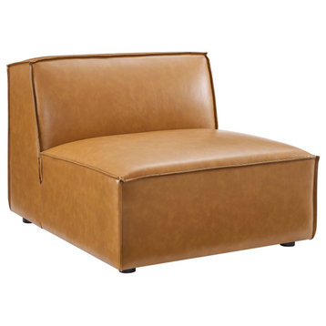 Restore Vegan Leather Sectional Sofa Armless Chair, Tan