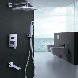 Contemporary Shower Faucet with 8 inch Shower head + Hand Shower TSC032 - Tub And Shower Faucet Sets