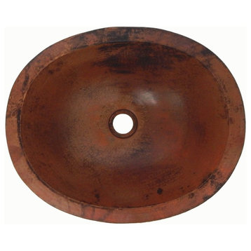 Mexican Copper Sink Drop-In Bathroom Sink 16"x13" Stained Patina