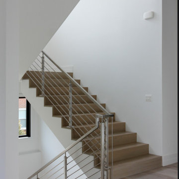 75_Modern Stairway: White Oak & Stainless Steel Balustrade, McLean VA 22101