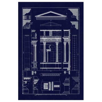 "Pediment of Temple at Assisi (Blueprint)" Paper Print by J. Buhlmann, 42"x62"