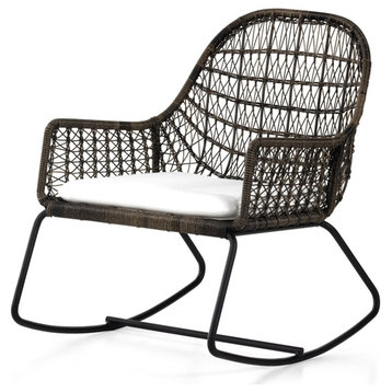 Bandera Outdoor Rocking Chair, Distressed Grey, With Cushion