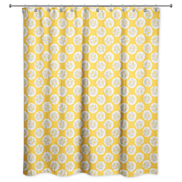 Guardian Angel Pattern in Yellow Shower Curtain