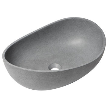 ALFI brand ABCO23O 23" Solid Concrete Wavy Oval Above Mount Vessel Sink