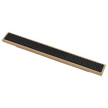 Metal Meld Furrowed Pull, Satin Brass With Matte Black Inlay, 6" Cc Pull