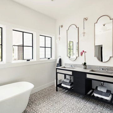 four leaf clover cement pattern in charming oakwood residence by z+ interiors