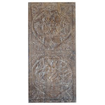 Mogul Interior - Consigned Vintage Carved Wood Kamasutra Wall Art Custom Sliding Barn Door 72 - Kamasutra-inspired carved wood sculpture provides a boho artistic accent, a captivating wall sculpture, enriching your home with its unique and eclectic charm. Contact us for Beautiful and unique hand carved doors, custom doors, hanging door, sliding door, room divider, laundry, interior Door, living room, home office, yoga room, bedroom, pantry, kitchen doors, cabinet door, closet door, dining tables, bed headboard and statement wall decor.