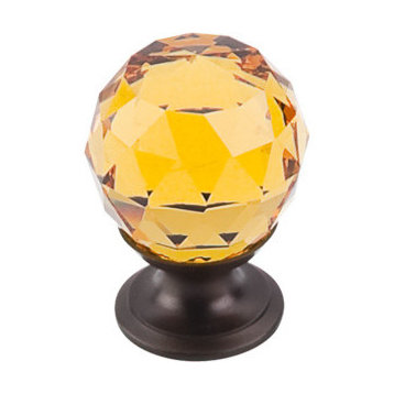 Amber Crystal Knob 1 1/8" w/ Oil Rubbed Bronze Base