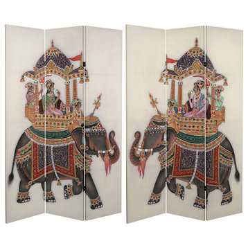 6' Tall Double Sided Raja's Elephant Canvas Room Divider